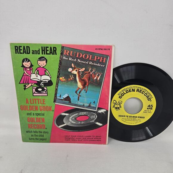 Little Golden Book Christmas Book 7" Records Rudolph Frosty‎ Night Before 45s - Picture 14 of 16